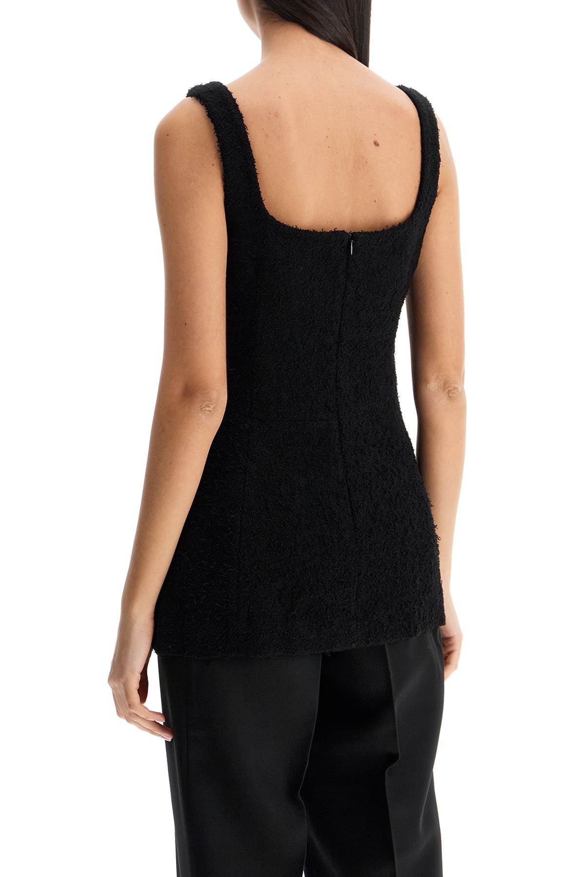 Toteme black boucle top without sleeves square neck Topwear Toteme