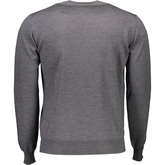 Elegant Gray Wool Sweater with Classic Logo