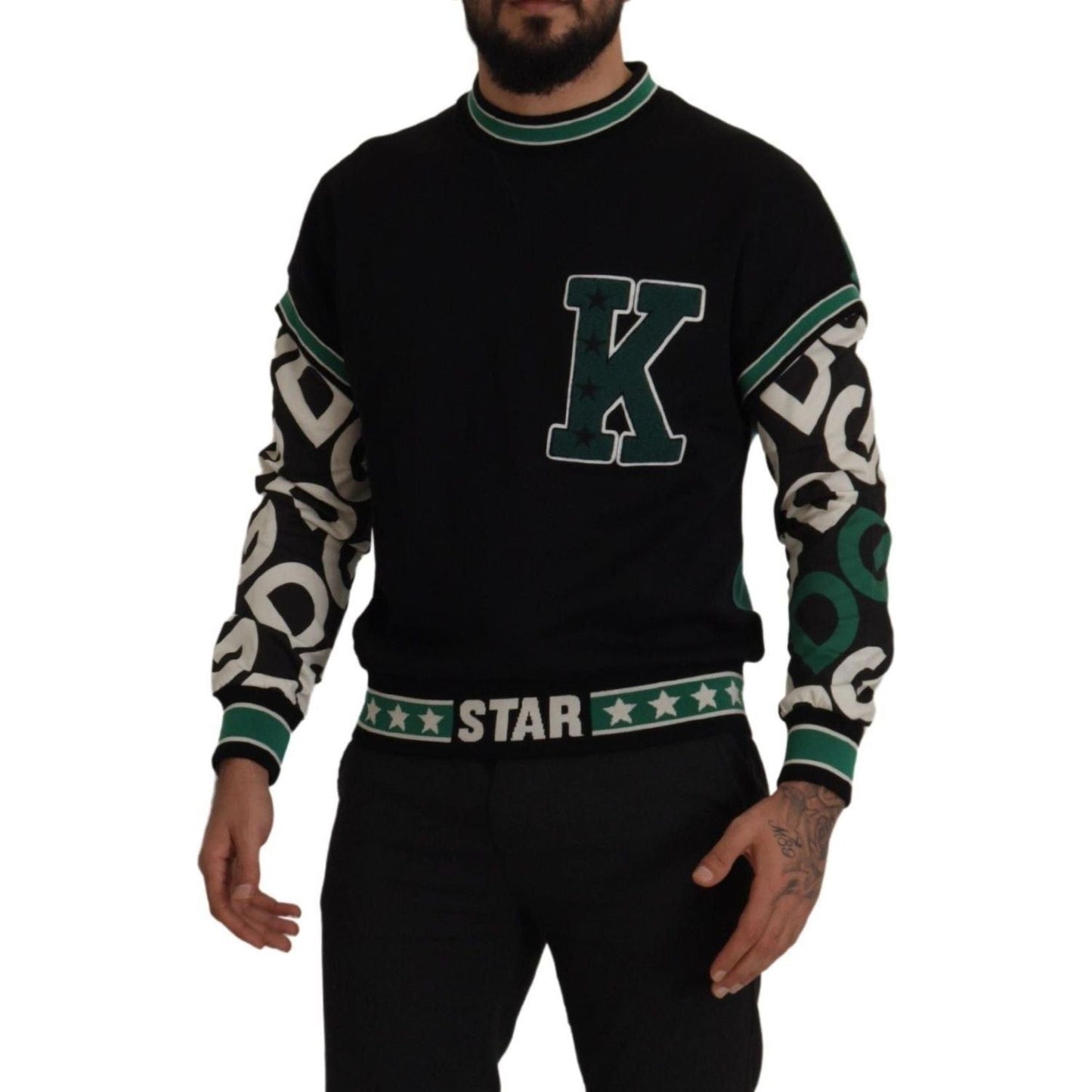 Dolce & Gabbana Regal Crewneck Pullover Sweater - Black & Green Dolce & Gabbana