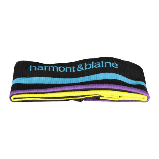 Harmont & Blaine Chic Wool-Blend Black Scarf with Embroidery Detail Harmont & Blaine