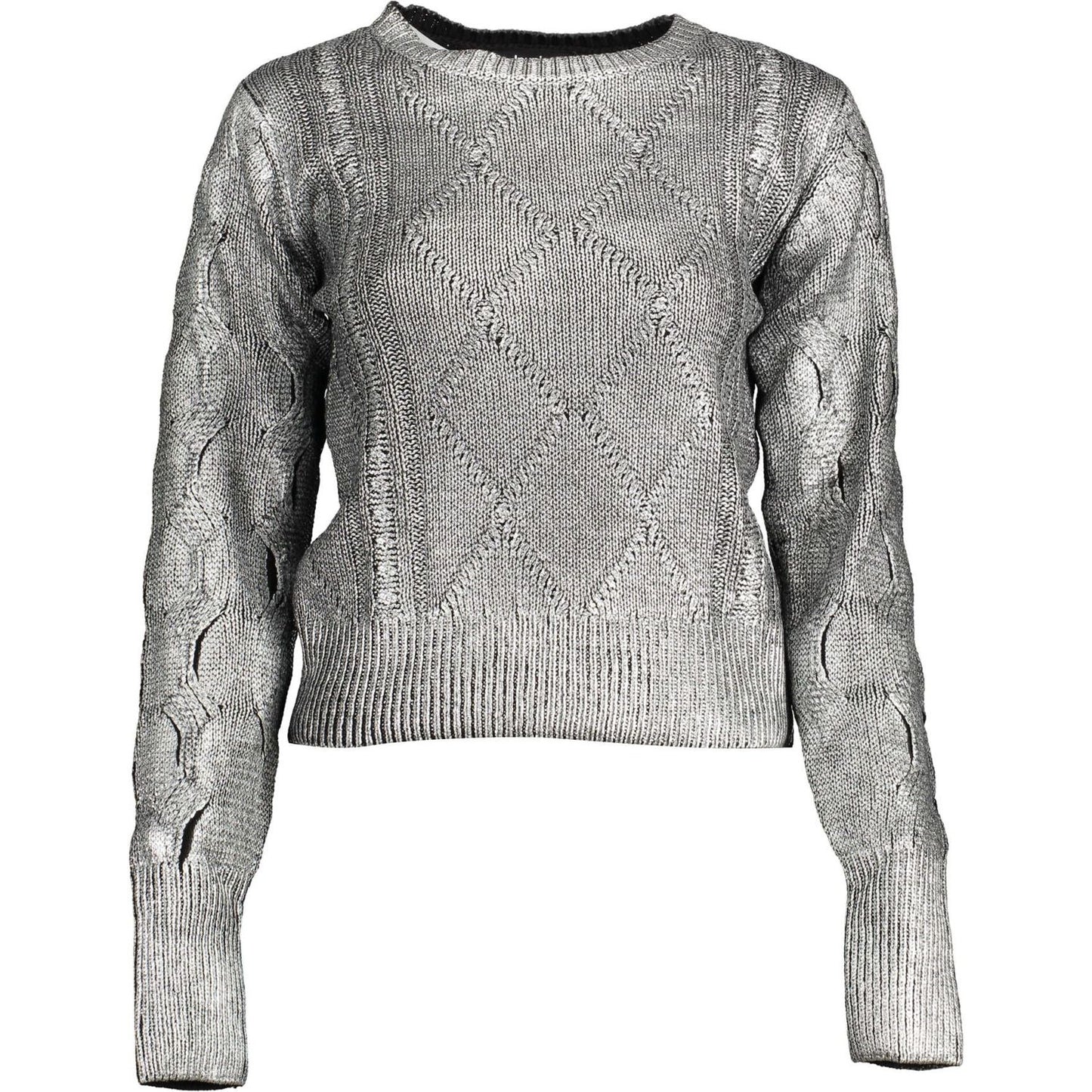 Desigual Chic Silver Tone Contrast Detail Sweater Desigual