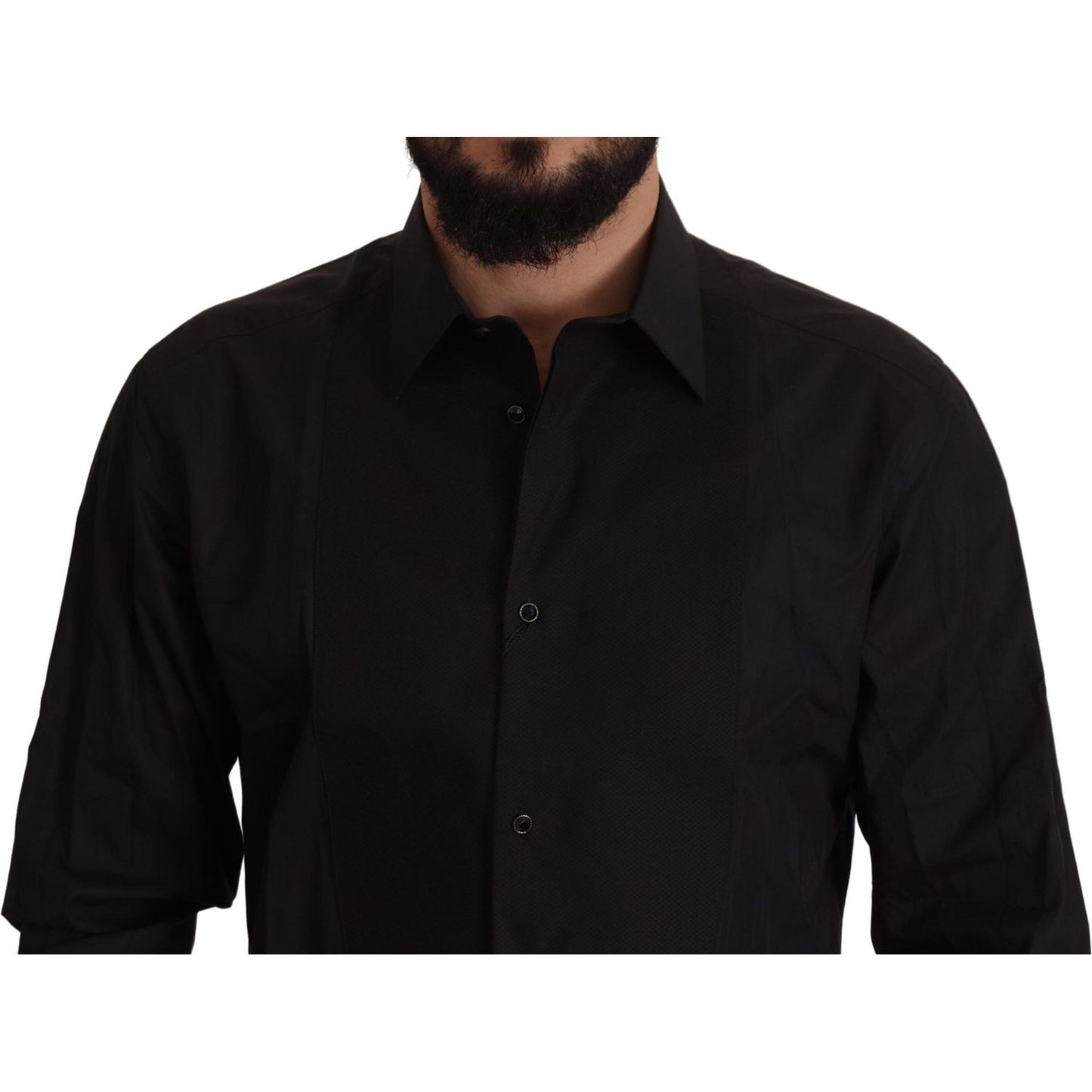 Dolce & Gabbana Sleek Black Tuxedo Dress Shirt - Slim Fit Dolce & Gabbana