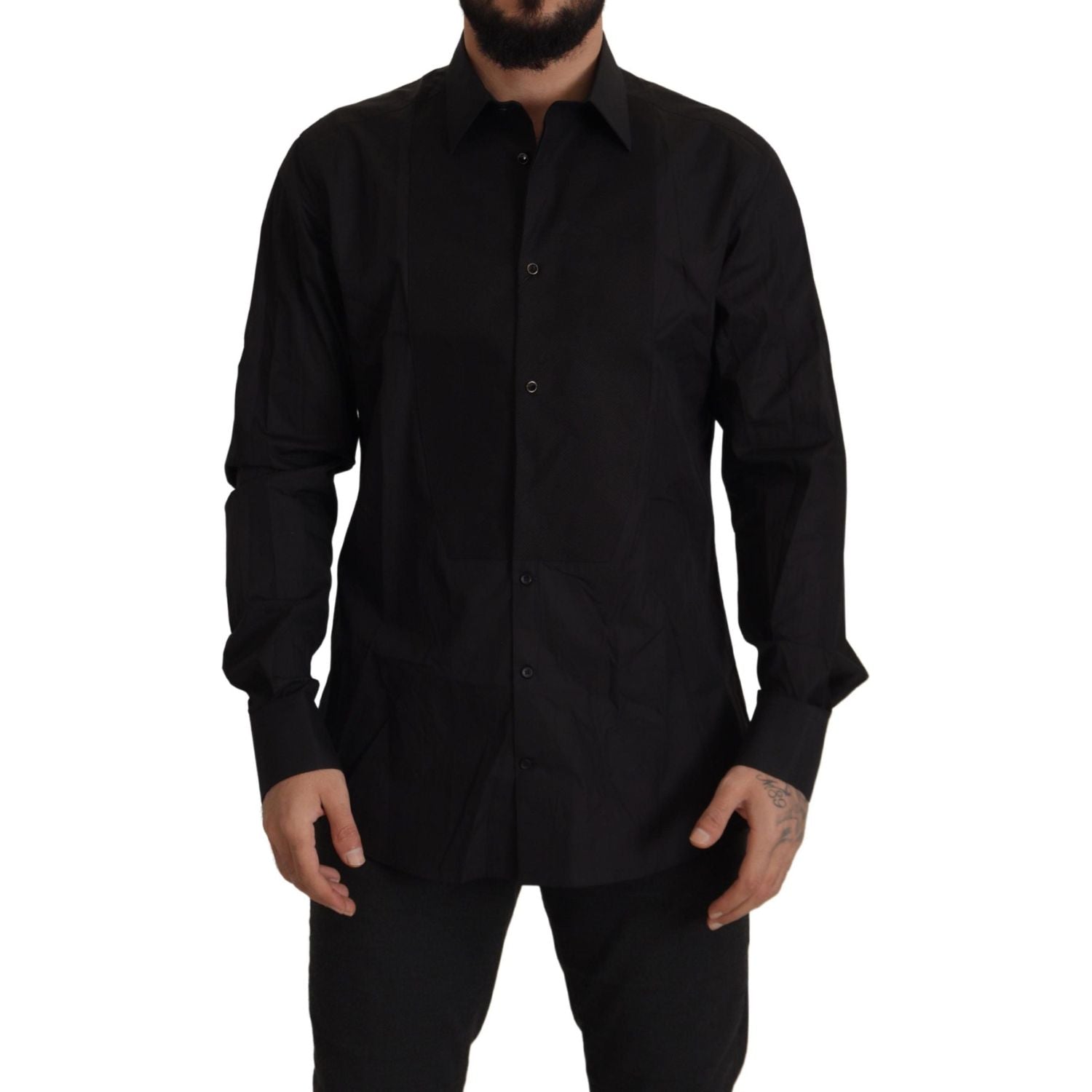 Dolce & Gabbana Black GOLD Slim Fit Tuxedo Dress Shirt