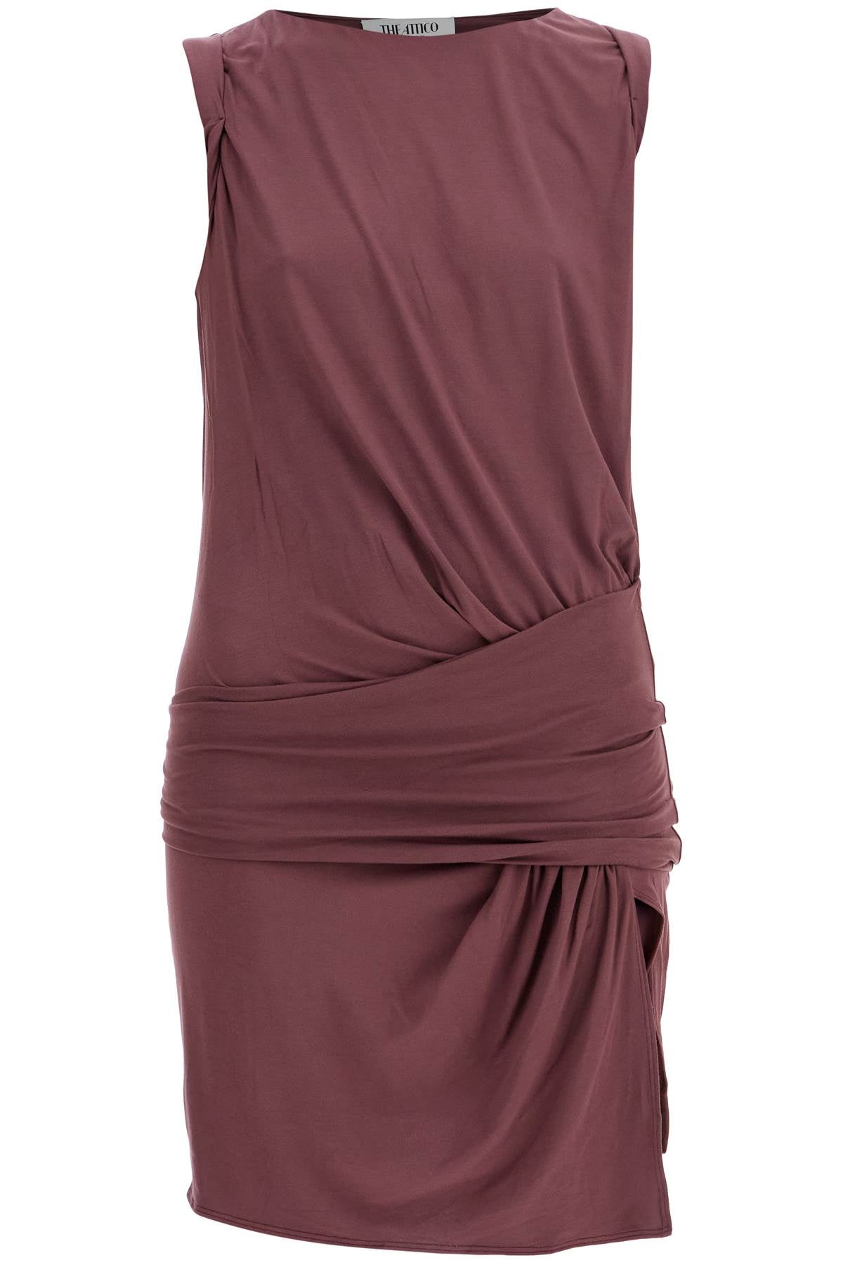 The Attico mini dress slim con scollo ampio in mauve scuro in viscosa Dresses The Attico