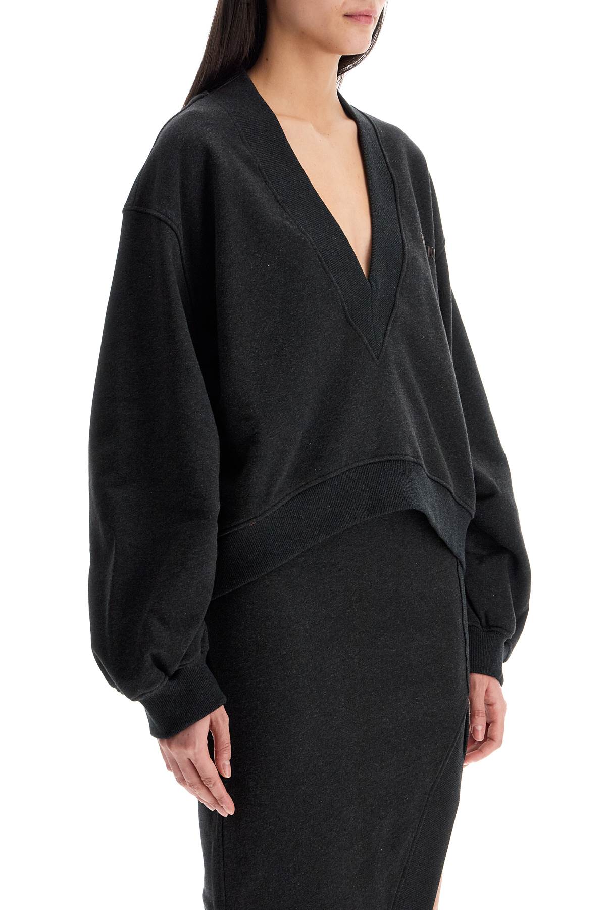 The Attico oversized sweatshirt with deep v-neck in gradient black Topwear The Attico