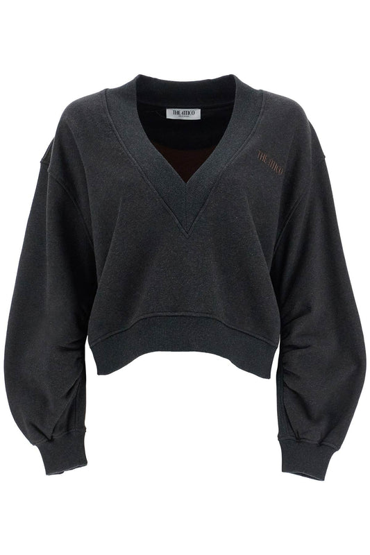 The Attico oversized sweatshirt with deep v-neck in gradient black Topwear The Attico