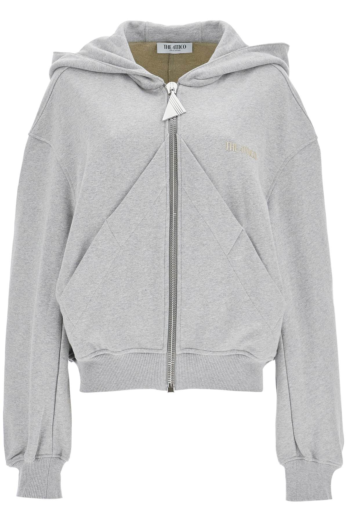 The Attico gray/beige melange loose hoodie with zip Topwear The Attico