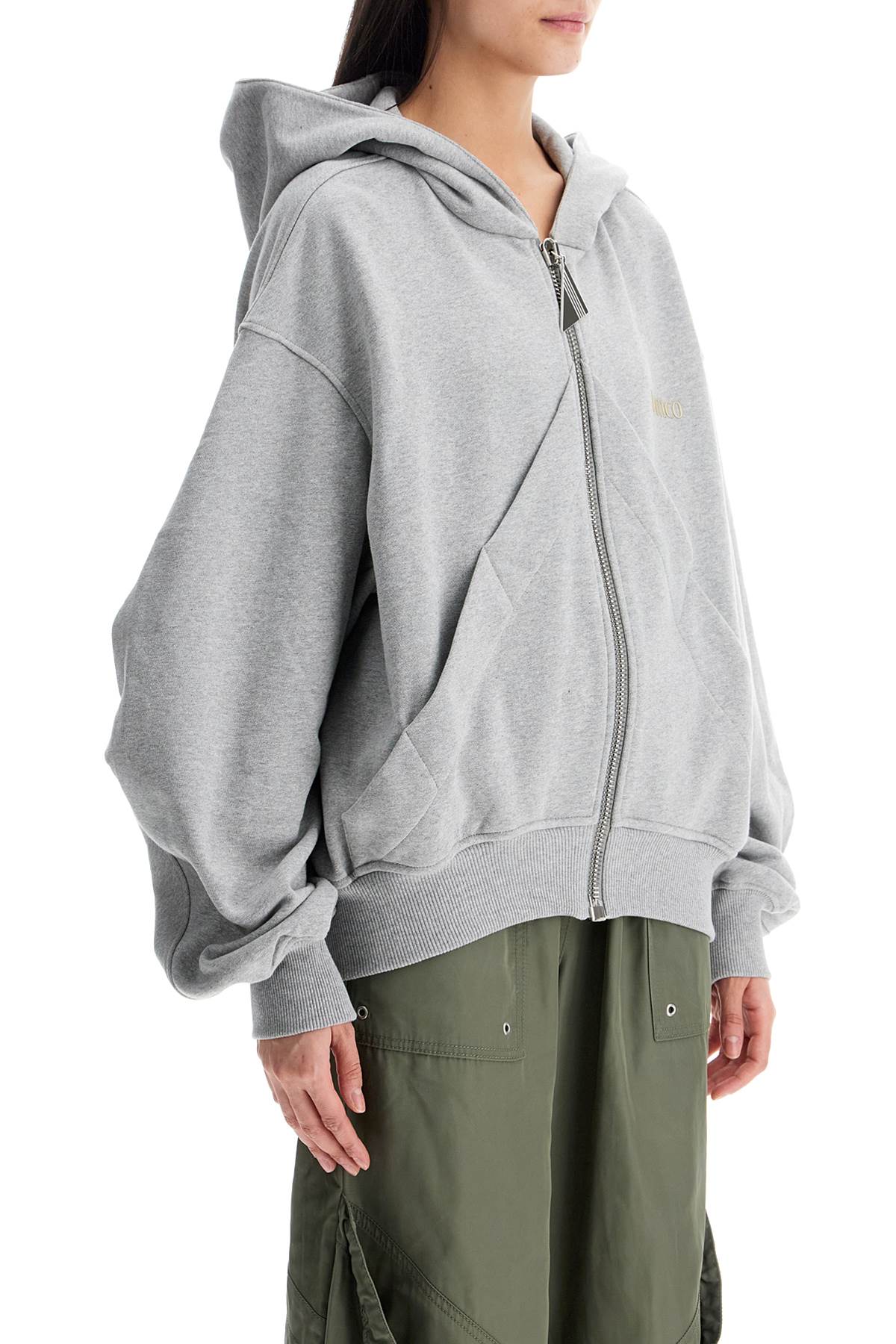 The Attico gray/beige melange loose hoodie with zip Topwear The Attico