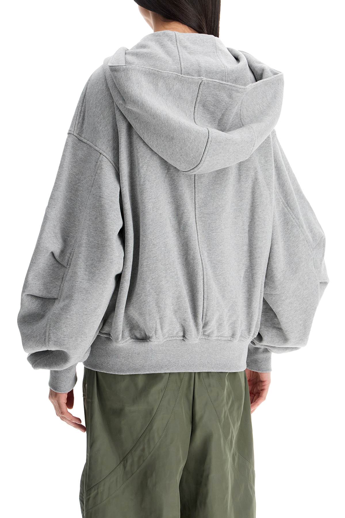 The Attico gray/beige melange loose hoodie with zip Topwear The Attico