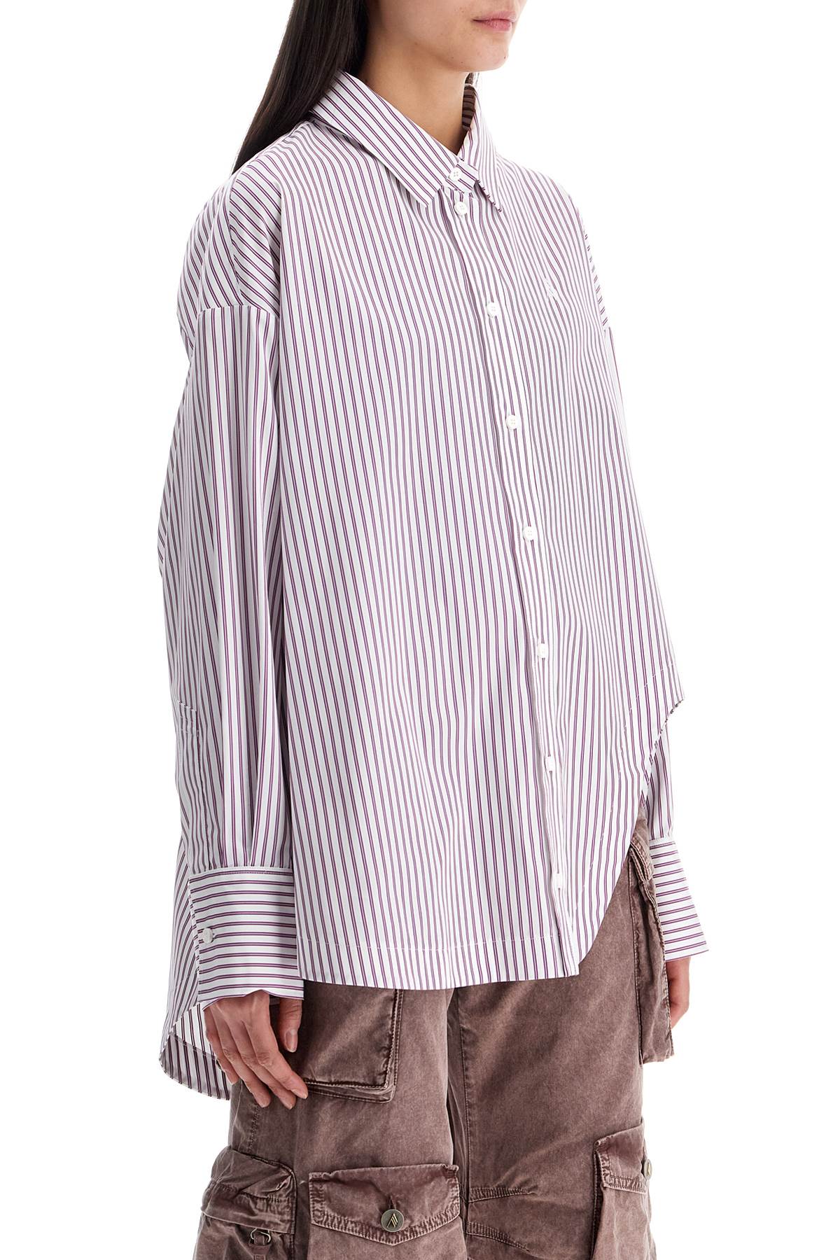 The Attico white and purple striped oversized shirt Topwear The Attico