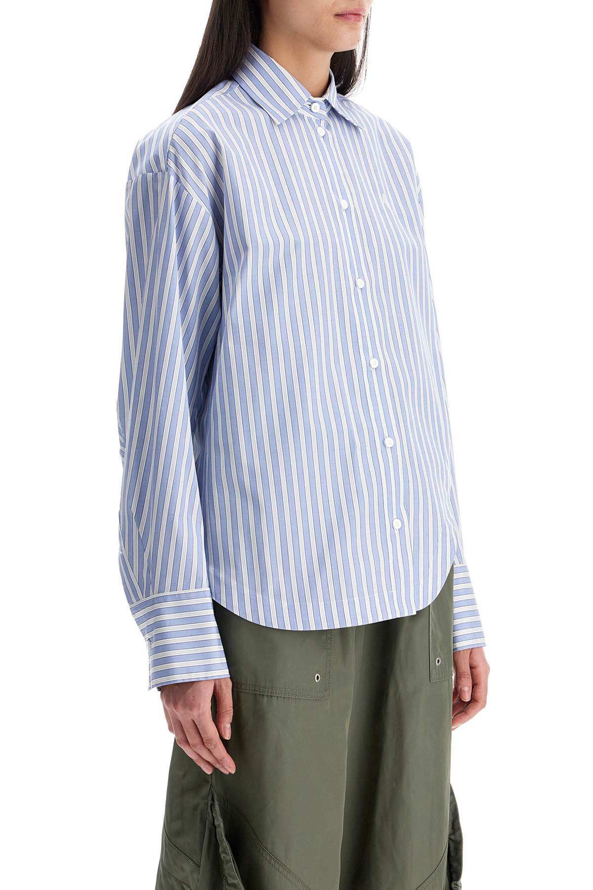 The Attico blue and white striped oversized cotton shirt Topwear The Attico