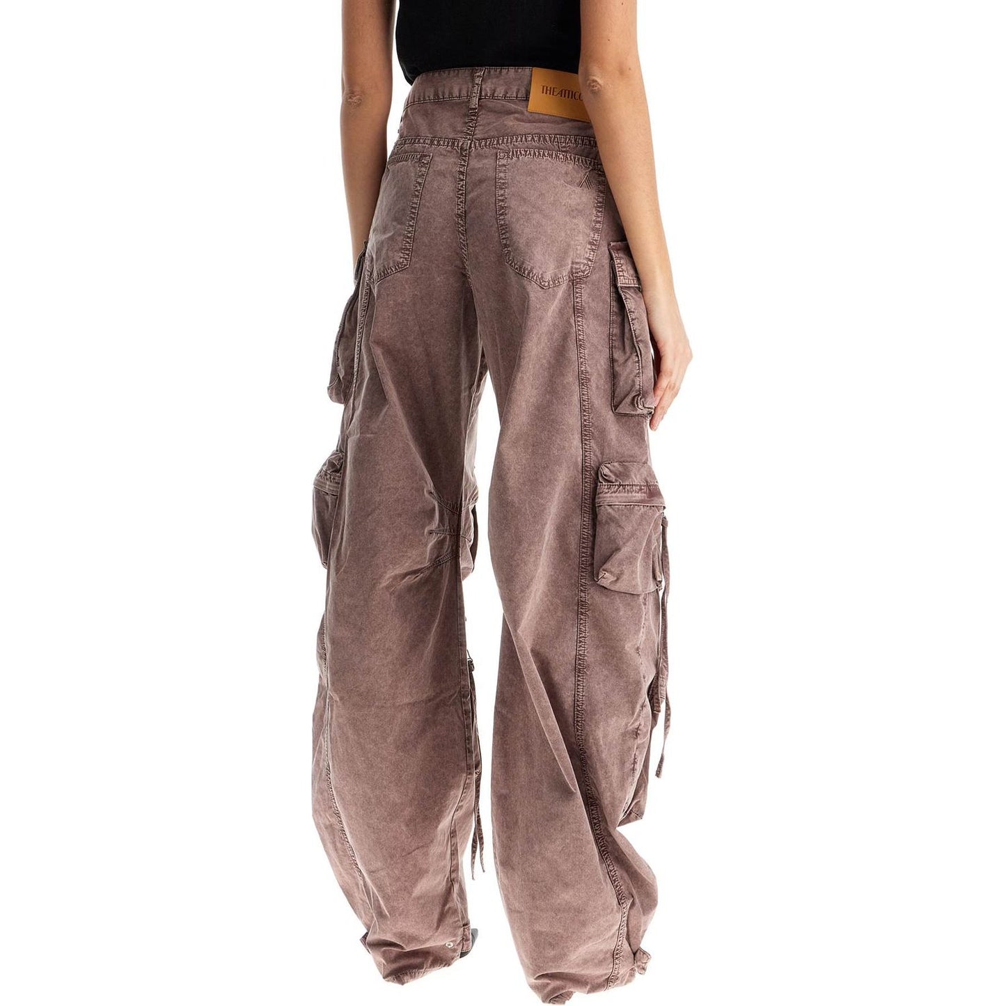 The Attico high-waisted wide-leg cargo pants washed mauve