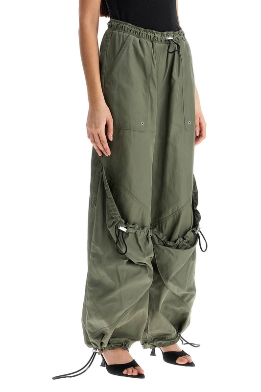 The Attico wide leg high-waisted pants with adjustable elastic in military green Trousers The Attico