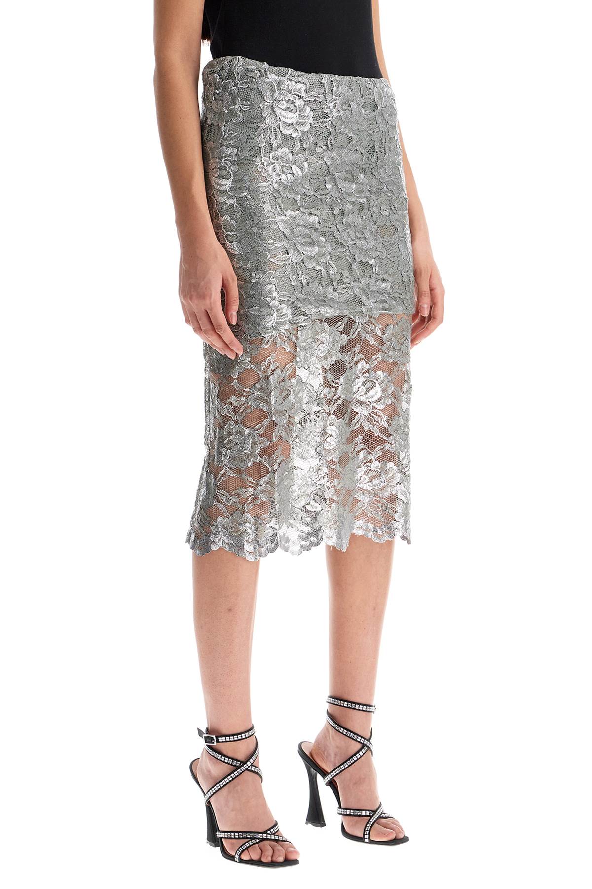 The Attico silver lace midi skirt Skirts The Attico