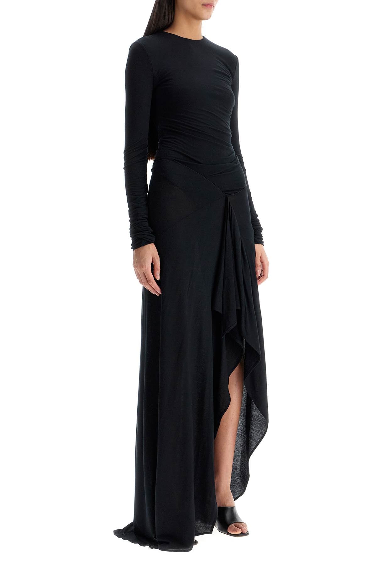 The Attico long draped jersey dress with pleats Dresses The Attico