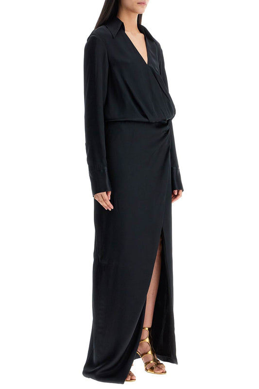 The Attico black long sleeve midi dress with side slit Dresses The Attico