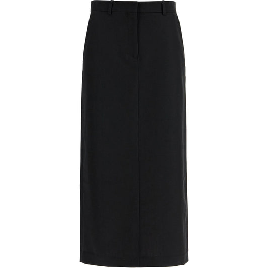 Toteme black midi straight low-waisted skirt in recycled polyester and wool Skirts Toteme