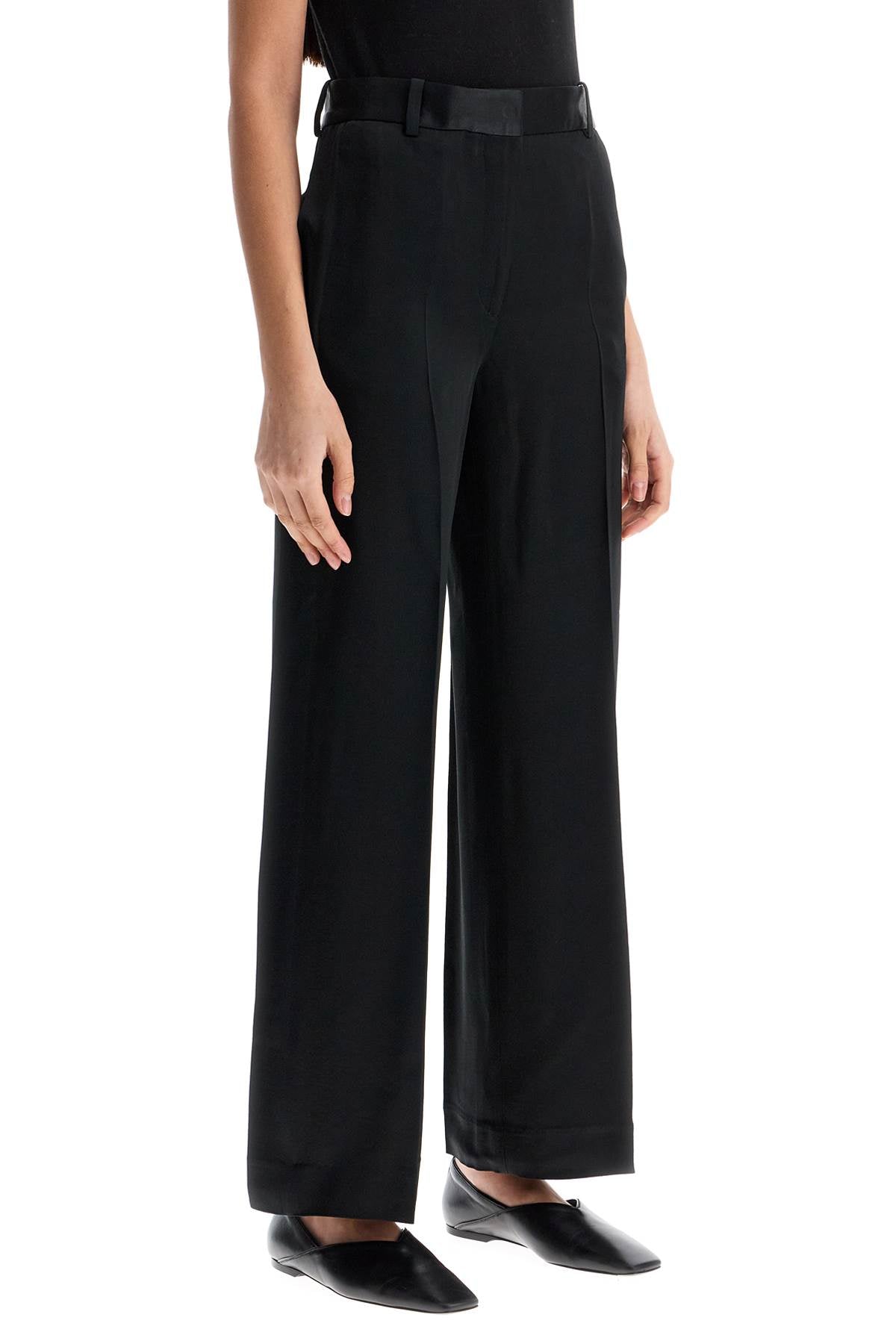 Toteme high-waisted loose black pants with side openings Trousers Toteme