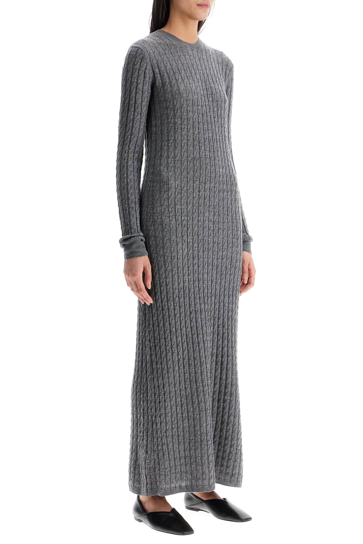 Toteme long dress in rws wool gray mélange with cable knit pattern Dresses Toteme