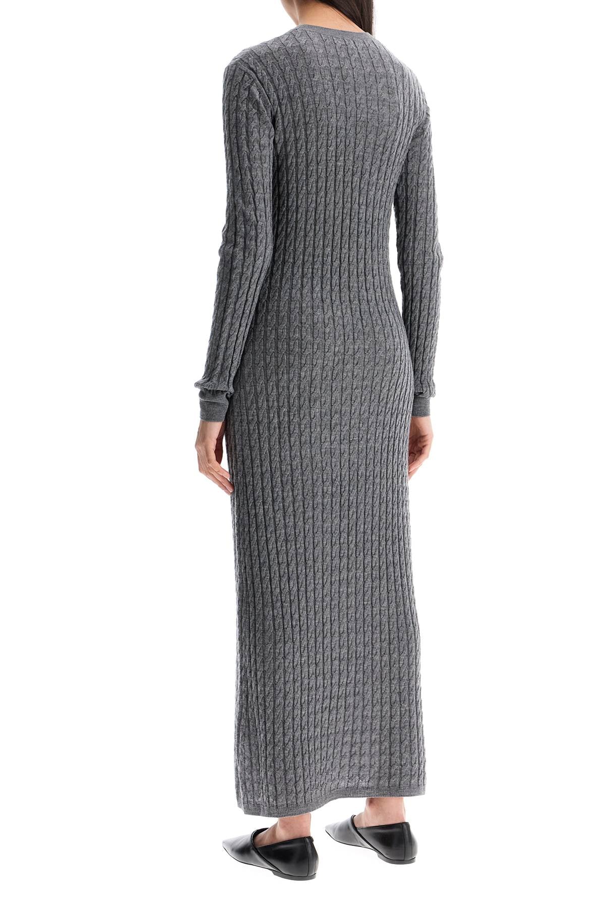 Toteme long dress in rws wool gray mélange with cable knit pattern Dresses Toteme