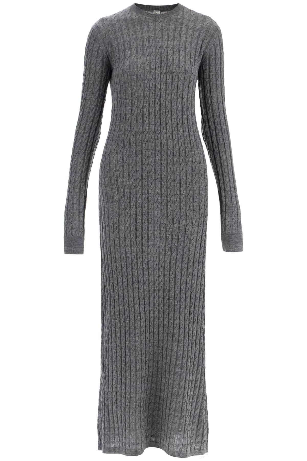 Toteme long dress in rws wool gray mélange with cable knit pattern Dresses Toteme