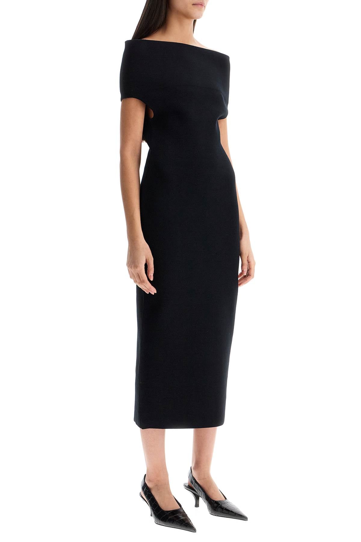 Toteme elegant black long viscose knit dress Dresses Toteme