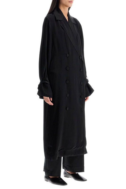 Toteme black satin viscose trench dress Coats Toteme