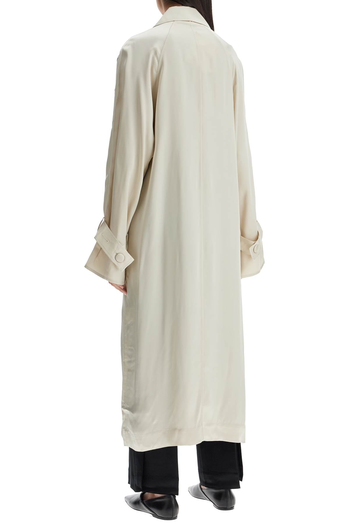 Toteme long white satin trench dress in viscose Coats Toteme