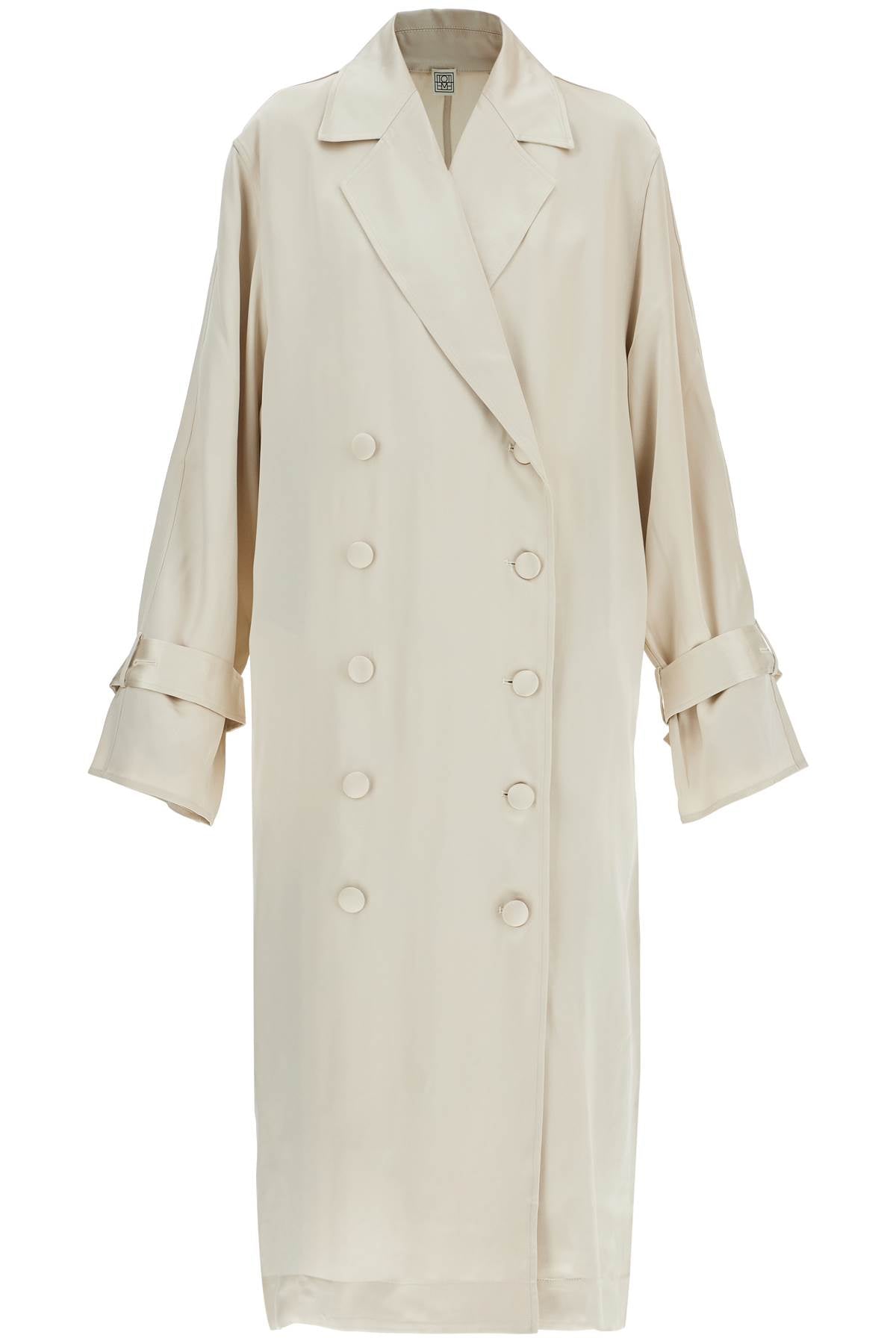 Toteme long white satin trench dress in viscose Coats Toteme