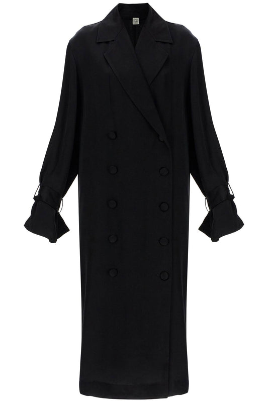 Toteme black satin viscose trench dress Coats Toteme