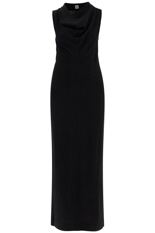 Toteme maxi dress in black wool with cowl neck sleeveless Dresses Toteme