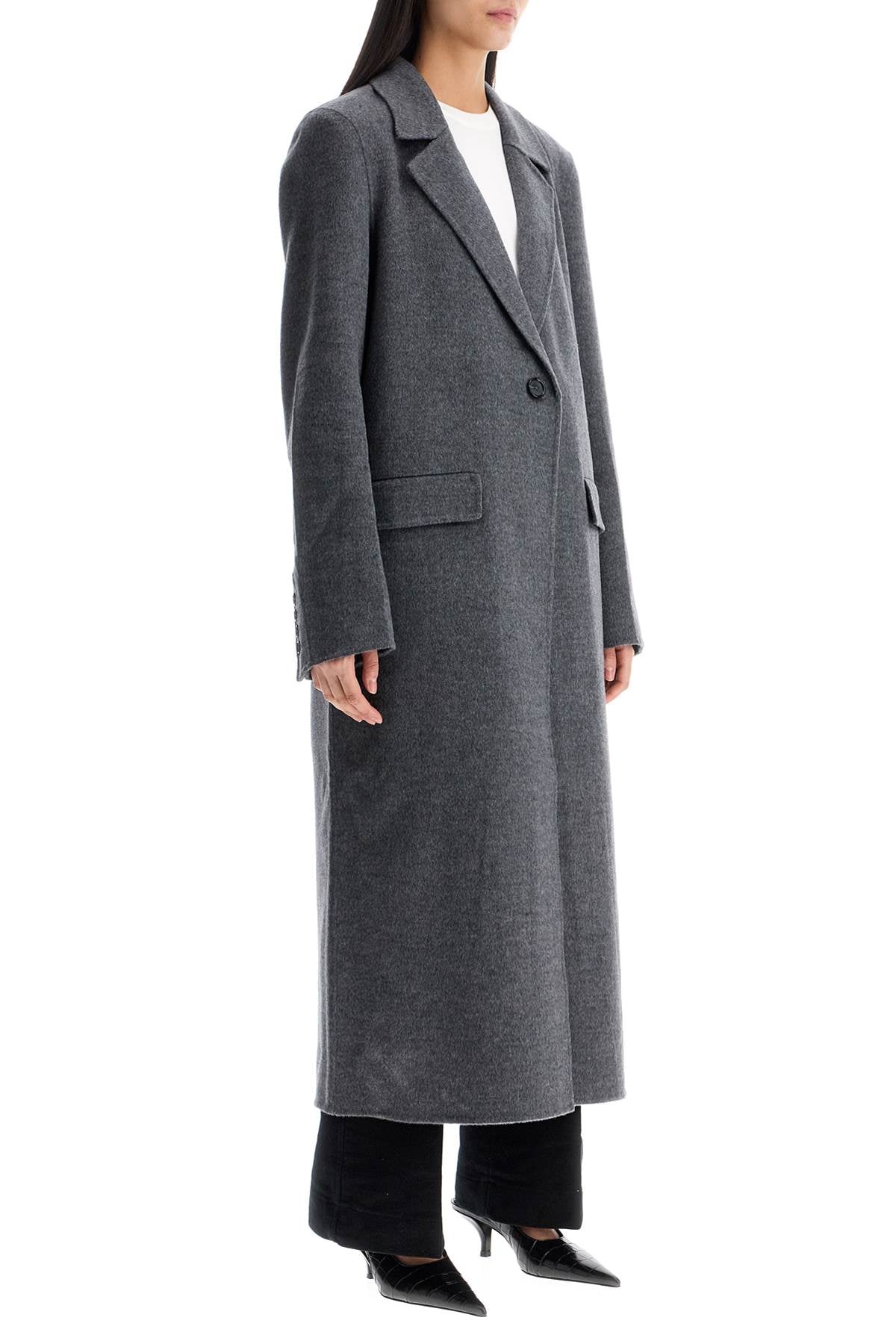 Toteme long oversized coat in melange grey wool Jackets Toteme