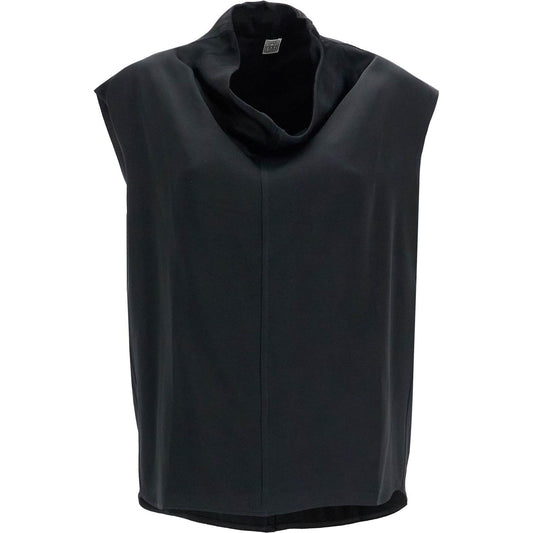 Toteme sleeveless black funnel neck top