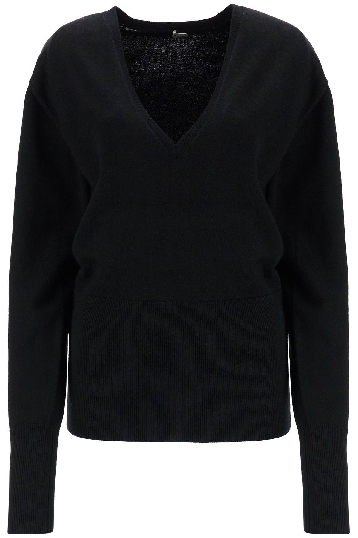 Toteme rws wool black sweater with deep v-neck Knitwear Toteme