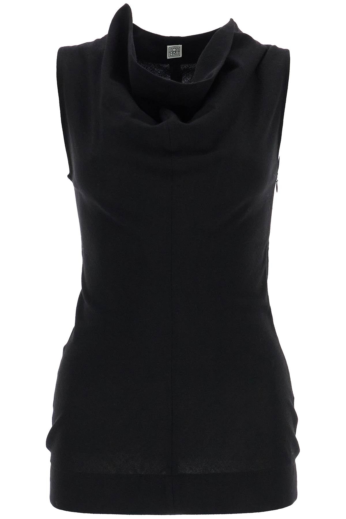 Toteme black wool cowl neck top Topwear Toteme