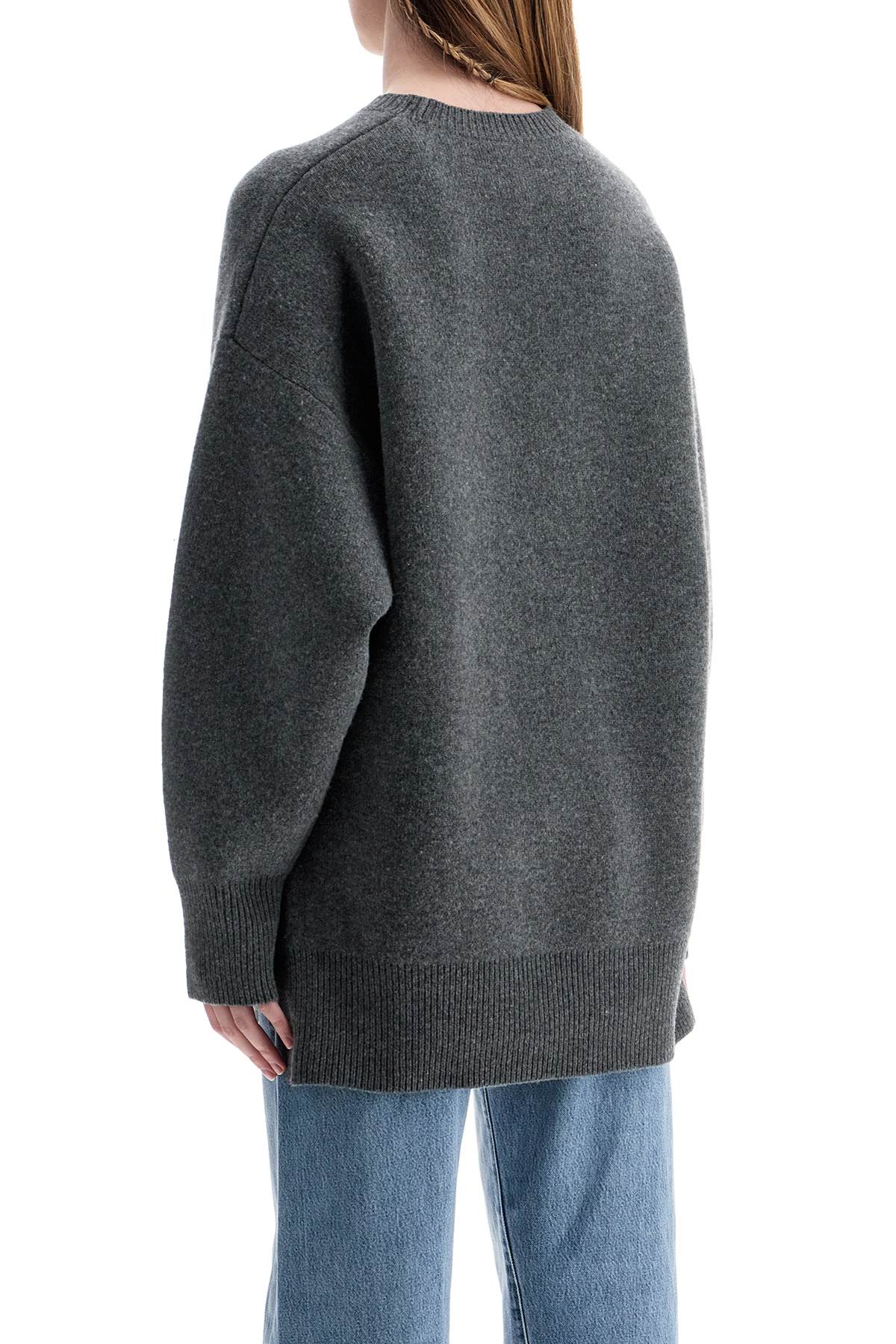 Toteme gray melange wool and cashmere sweater with wide neck Knitwear Toteme