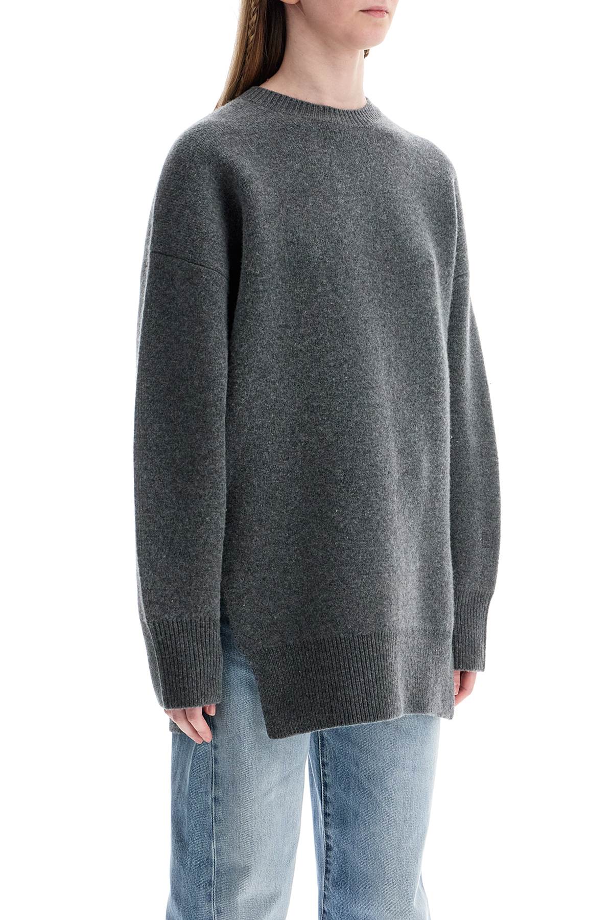 Toteme gray melange wool and cashmere sweater with wide neck Knitwear Toteme