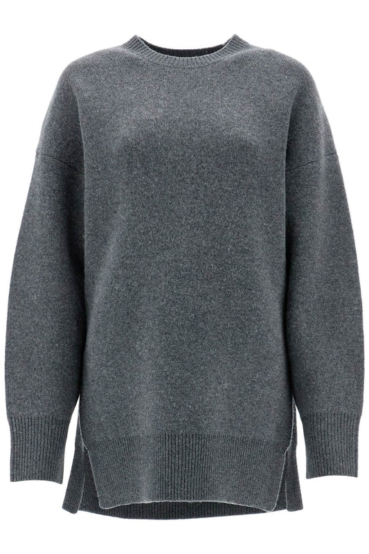 Toteme gray melange wool and cashmere sweater with wide neck Knitwear Toteme