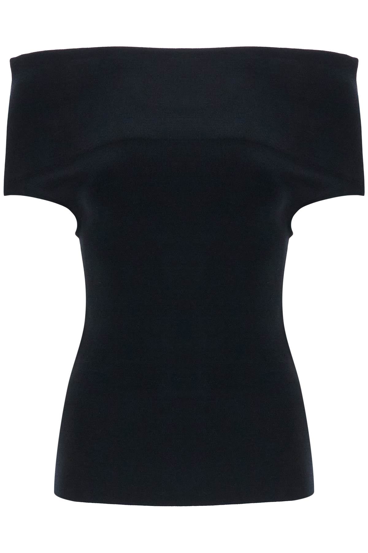 Toteme off-shoulder double-knit top in black viscose Topwear Toteme