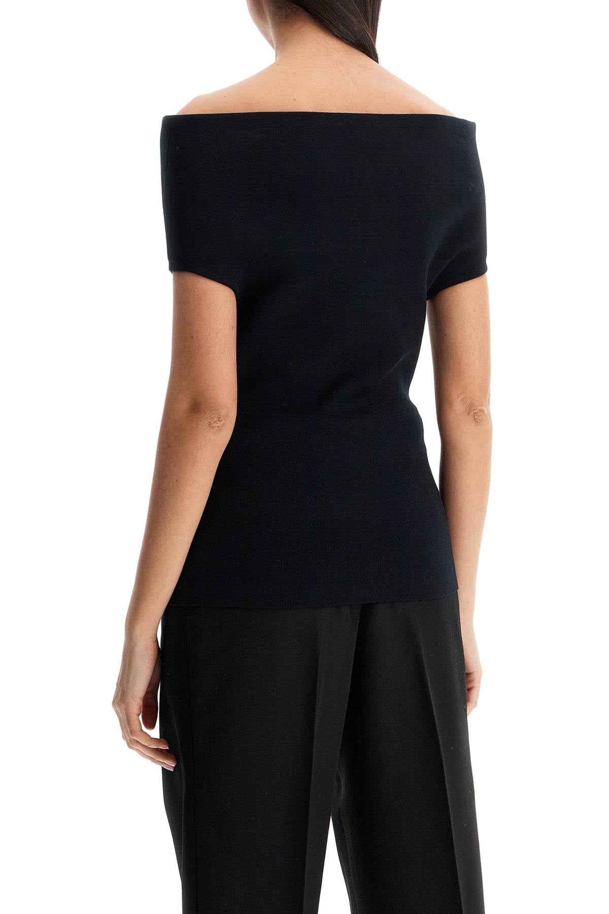 Toteme off-shoulder double-knit top in black viscose Topwear Toteme