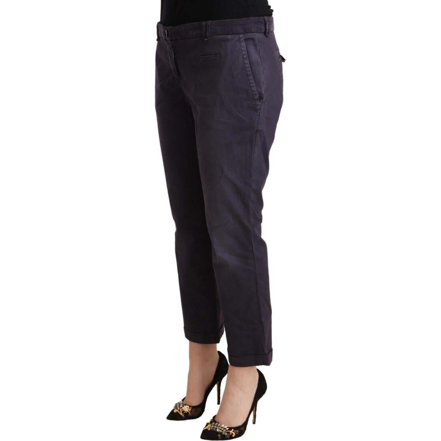Jucca Black Low Waist Folded Hem Flared Cropped Pants