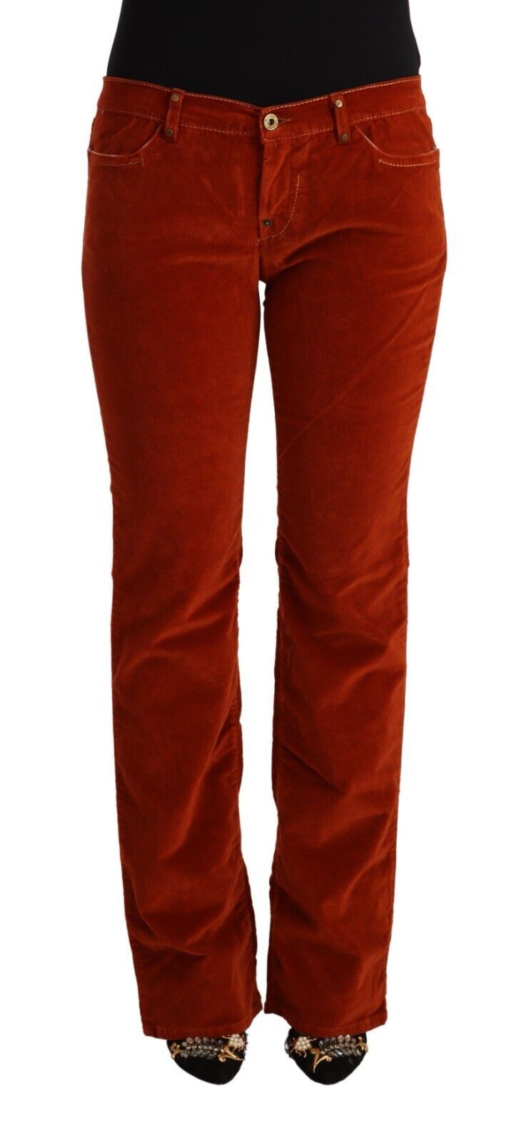 GF Ferre Chic Red Low Waist Straight Cut Jeans GF Ferre