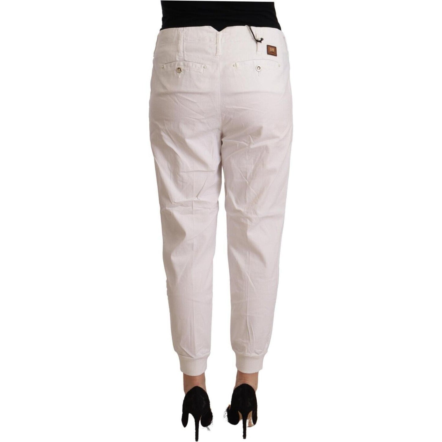 Met Chic White Tapered Cropped Pants Met