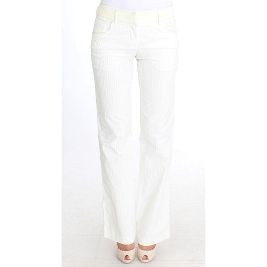 Ermanno Scervino White Striped Straight Fit Pants Ermanno Scervino