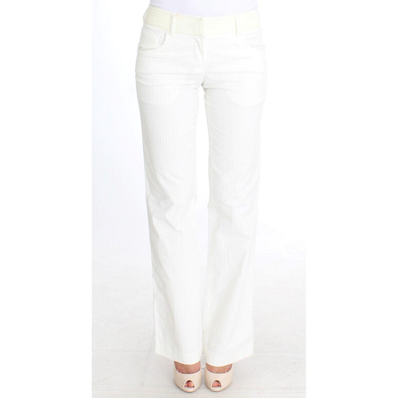 Ermanno Scervino Chic White Striped Straight Fit Pants Ermanno Scervino