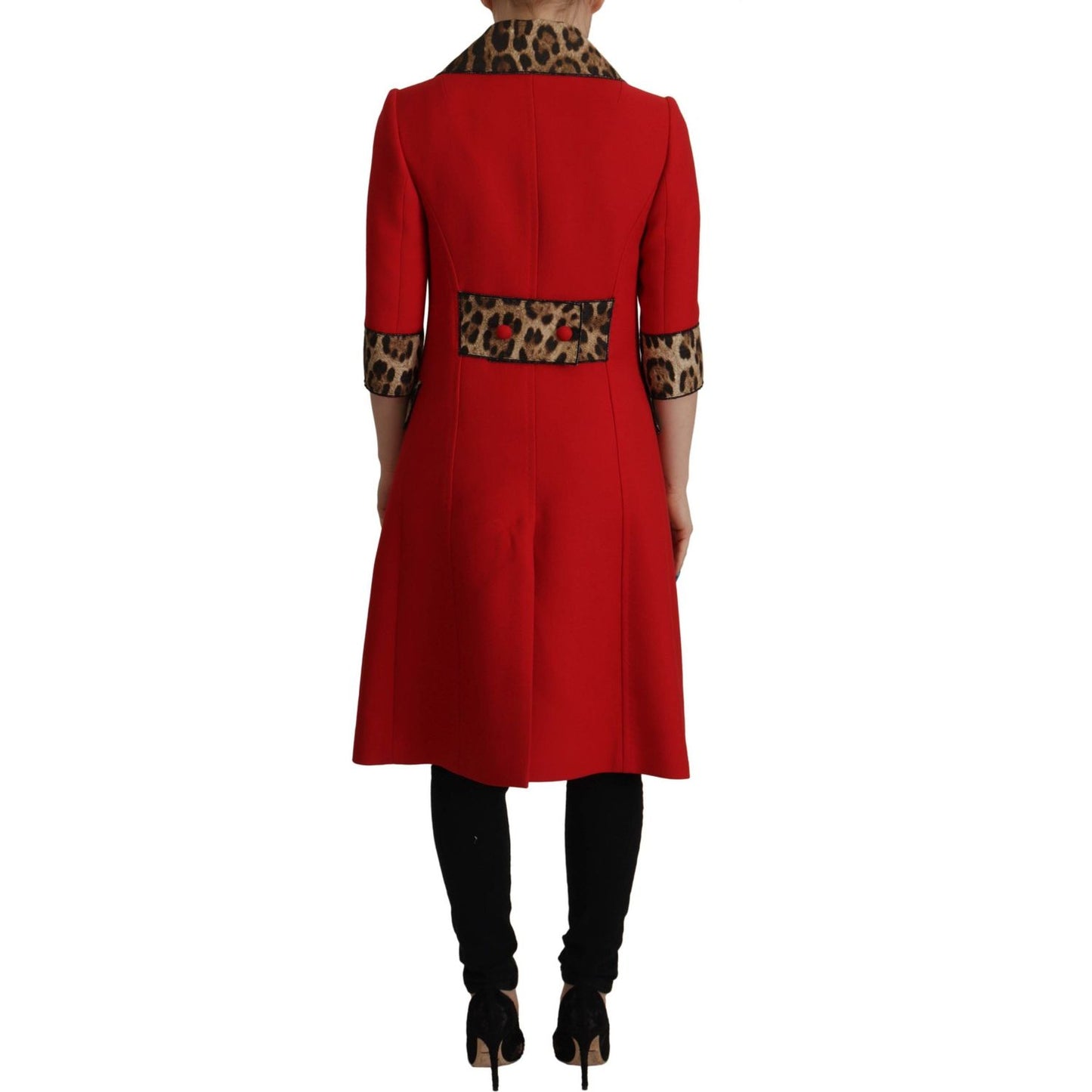 Dolce & Gabbana Elegant Red Leopard Trench Coat Dolce & Gabbana