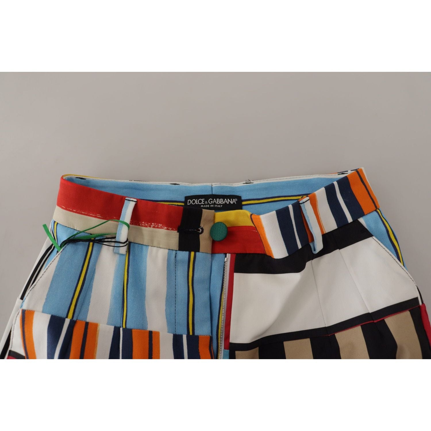 Dolce & Gabbana Multicolor Striped High Waist Cotton Pants