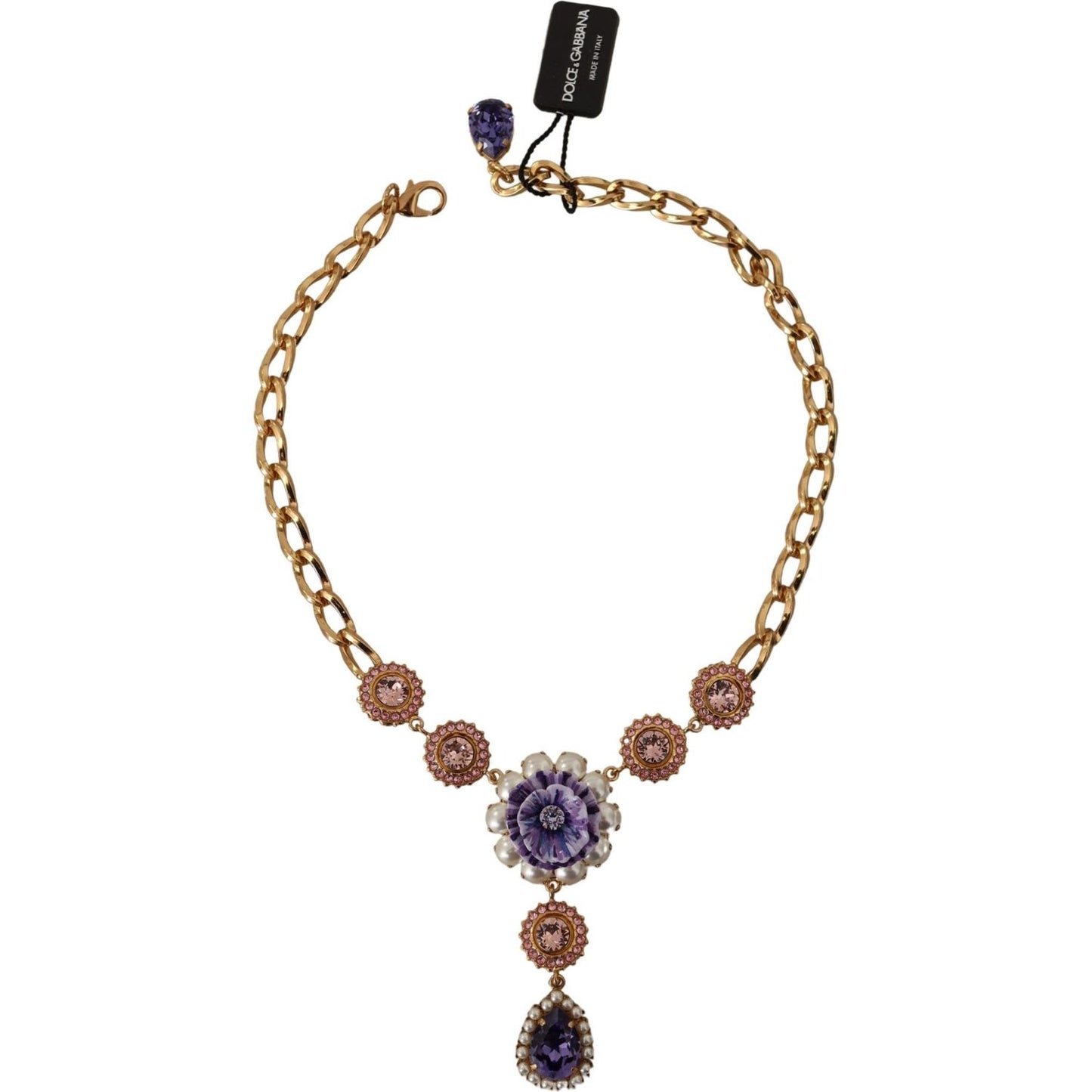 Dolce & Gabbana Elegant Floral Crystal Statement Necklace Necklace Dolce & Gabbana