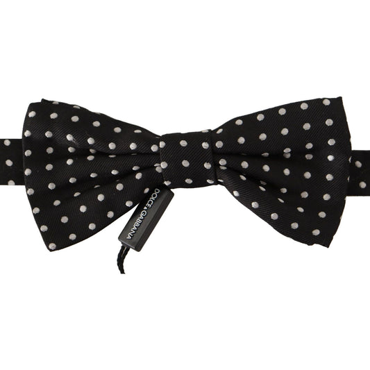 Dolce & Gabbana Elegant Black and White Polka Dot Silk Bow Tie Dolce & Gabbana