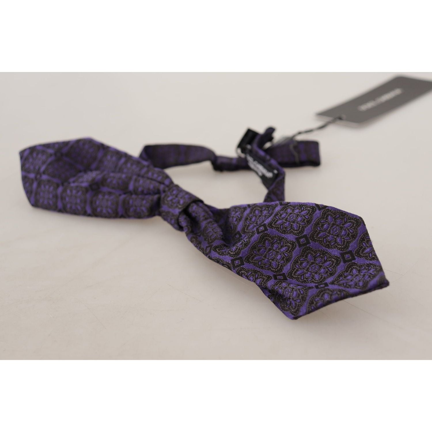 Dolce & Gabbana Blue Geometric Silk Adjustable Neck Papillon Tie